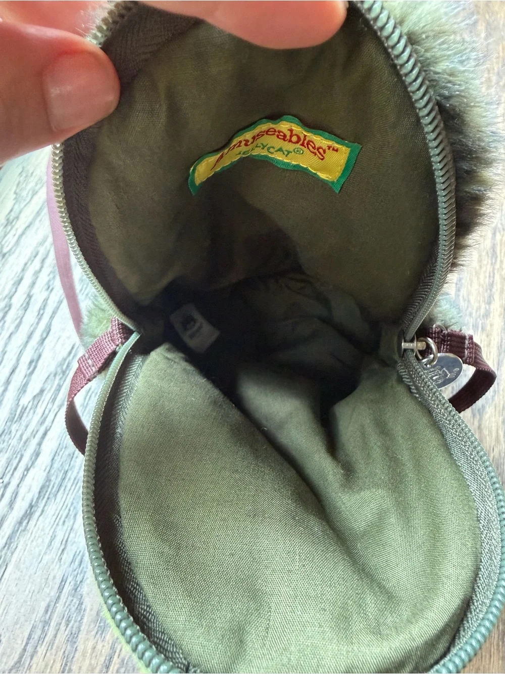 Jellycat Green Avocado Plush Crossbody Bag with Brown Details